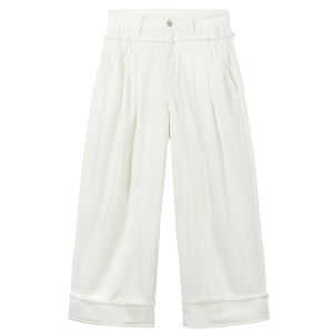 White Silk Wide Leg Jeans Womens Summer Straight Cut Loose Long Pants Floor-Length Trousers Comfortable Cotton Stretch Denim