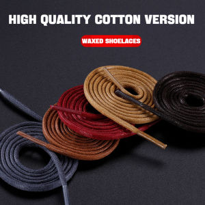 1Pair Round Waxed Shoelaces for Shoes Soild Cotton Boot Laces Leather Shoelace Waterproof Strings Sports Running Rope Shoe Lace