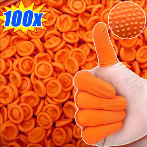 100pcs Natural rubber Finger Cover / Non-slip Fingertips Protective Gloves / Reusable Anti-static Finger Cots for Electronic Repairing Nail Art Tattoo