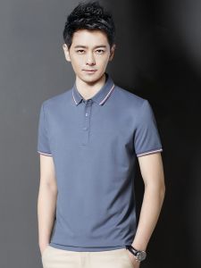 ROMON | Áo thun polo tay ngắn mùa hè thương mại không cần ủi lụa tơ tằm nửa tay áo có cổ bẻ lụa băng áo phông thời trang thường ngày