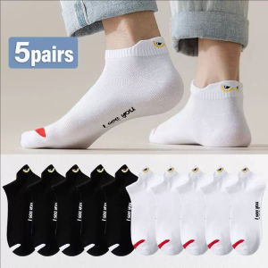 5Pairs Ankle No Show Socks Cotton Men Breathable Street Fashion Sport Deodorant Invisible Travel Bike Running Socks