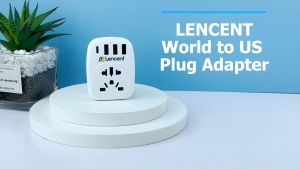 LENCENT World to US Plug Adapter with 3 USB & 1 PD Type-c Quick Fast Charger Ports Type B European EU Europe/UK/Australia/China to USA American Canada Japan Outlet Power Adaptor Travel Plug Converter