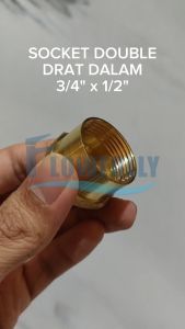 SOCKET DOUBLE DRAT DALAM 3/8 x 1/4 INCH KUNINGAN DOBEL FAUCET SOK SDD FEMALE THREAD SOCK BRASS