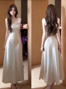 CHANGTONG | Đầm Dài Satin Thanh Lịch Độc Đáo 26 Mùa Hè