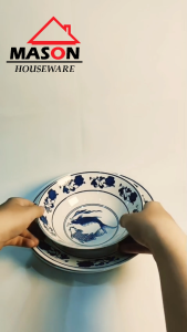 MASON DINNER SET KERAMIK MOTIF BLUE FISH / PIRING SAJI / PIRING SALAD / MANGKUK / MUGM KERAMIK / PIRING HIAS DINDING