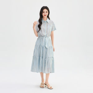 SANFU | Elegant Tie-neck Two-piece Illusion Waist Dress