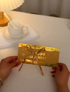 BECORATE 3D Birthday Money Envelope Music And Light Cash Envelope DIY Greeting Card Money Gift For Birthday Party Decorations Pop-Up Cake Design With Satin Ribbon