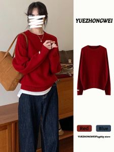 YUEZHONGWEI | Red Overhead Thick Knitwear for Autumn Winter