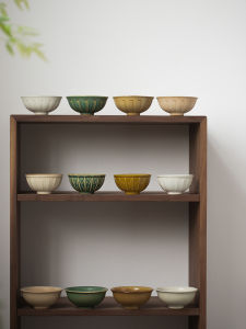 Retro Thick Earthen Rice Bowl Pure Color Japanese Style Handmade Ceramic Dessert Bowl for Home Hotel Restaurant Display