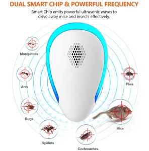 Ultrasonic Pest Repeller Plug Electric Pest Control - Professional Home Repellent - for Fleas Mosquitos Bed Bugs Cockroach Rats Rodents Roaches Mice Insect Ants Spiders