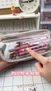 Transparent Pencil Case Big Capacity Waterproof 简约大容量透明笔袋 Bekas Pensel Lutsinar Besar  Kapasiti Besar Kalis Air ins风 Simple Korean Student Stationery