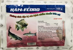 "Hoàn tiền đến 10%" Kháng sinh thủy sản Flo 10% 100gam nhiễm trùng đường ruột đốm đỏ thối mang chướng bụng mắt lồi ở cá tôm lươn ốc. Thú y Trường Thịnh
