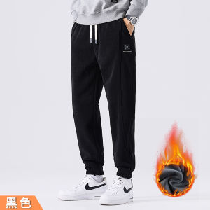 กางเกงวอร์มคอร์ดูรอยทรงหลวมสไตล์ฮาราจูกุสำหรับผู้ชาย ฤดูใบไม้ร่วง/ฤดูหนาว กางเกงขายาวทรงหลวม ผ้าฝ้ายผสมโพลีเอสเตอร์ ทรงลำลอง กางเกงขายาว