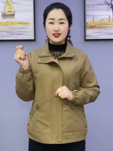 Áo Khoác Dài Ngắn Thường Ngày Cho Phụ Nữ Trung Niên Xuân 2025 Áo Khoác Ngoài Mới Cỡ Lớn Cổ Bẻ Cho Mẹ Trung Niên