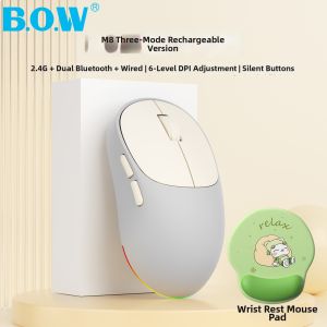 B.O.W | Silent Ergonomic RGB Backlit Three-mode Wireless Bluetooth Mouse