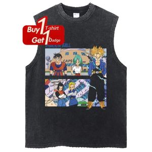 Bandai | Anime Dragon Ball Goku Graphic Mens Tank Top Summer Y2k Clothes Man Sleeveless Shirt Vintage Washed Oversized Harajuku Gym Vest