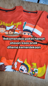 Paket Baju Kaos Anak Kemerdekaan 17 Agustus Karakter Anak Laki Laki Motif Random Umur 1 - 10 Tahun