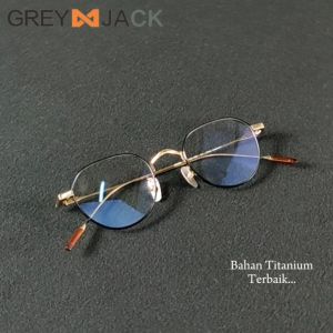 Grey Jack Frame Kacamata Bahan Titanium Sangat Ringan Kokoh Model Oval Fashion Laki-laki dan Wanita Bisa Minus 80803
