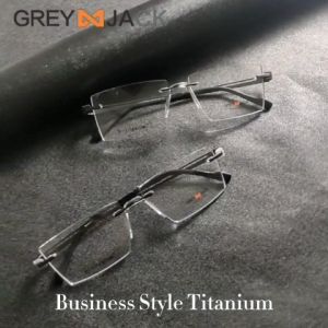 Grey Jack Frame Kacamata Titanium Elegant Classy Rimless Tanpa Bingkai Fashion Bisa Minus Antiradiasi T 0040