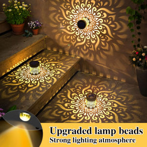 2pcs Solar Outdoor Wall Lights IP65 Solar Powered Vintage Modern Cut Out Warm Yellow LEDs for Garden Patio Balcony Villa Gate