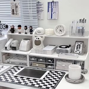 ชั้นวางเครื่องสําอาง ชั้นวางหนังสือ บนโต๊ะแต่งห้องstyle มินิมอล กับคุณพิมพ์และปรับเปลี่ยนรูปทรงได้