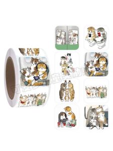 Travel Cat Stickers Square Decorative Reward Stickers for Children Mobile Phone Case And Journal Decoration Cartoon Cat Decals
