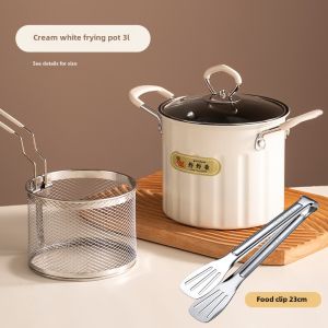 Onlycook Deep Frying Pan Multi-Functional Small Oil Pot with Strainer For Home Oil-Saving Tempura Fryer