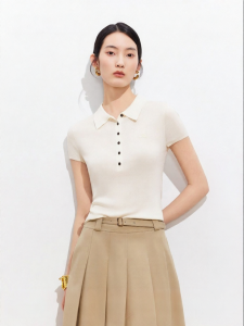 Vero Moda | Lycell and Triacetate Short Sleeve Polo Neck Knitwear