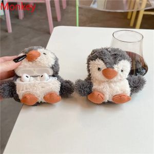 For Airpods 1 2 3 4 AirPods Pro2 Cases Wireless Bluetooth Earphone Protective Case Cartoon Plush Silicone Penguin Earphone Cover