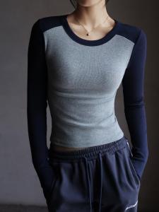 High Quality Pure Cotton round Neck Long Sleeve T-Shirt Slimming Base Layer Top Womens Fashion Early Autumn New Arrival