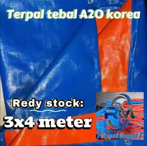 Terpal plastik biru orange tebal A20 Korea Redy stock:(3x4 meter).