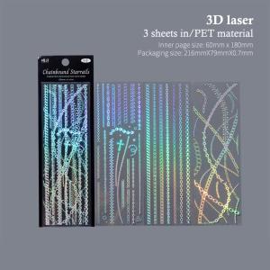 ~New 3Sheets/pack Kawaii PET Laser Silver Stickers DIY Diary Phone Case Handmade Scrapbook Aesthetic Stickers Student Stationery
