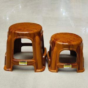 Thickened Plastic Woodgrain Stool Home Living Room Tea Table Stool Adult Low Stool Bathroom Stool Movable Children round Stool