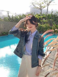 Miss Squirrel Hong Kong Style Retro Denim Jacket Womens Spring Autumn New Short Versatile Casual Commute Jacket