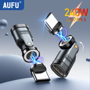 AUFU 2PCS 9Pin Magnetic USB C OTG Adapter PD 240W Fast Charging Magnet Type C Female Connector for iPhone Xiaomi Macbook Laptop