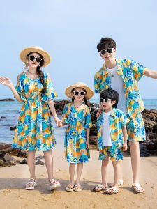 Summer Beach Style Floral Print Family Matching Outfits Mother Daughter Father Son Girls Boys Kids Childrens Clothing Set