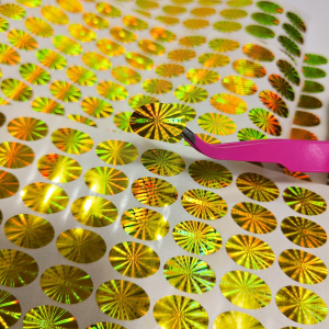 1000pcs Small size Golden Holographic Adhesive Stickers Laser Disposable Tamper Evident Label for Mobile Phone and laptops
