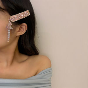 Shiny Diamond Butterfly Tassel Hair Clip & Ethnic Style Side Bangs Clamp: A Trendy Headwear Accessory