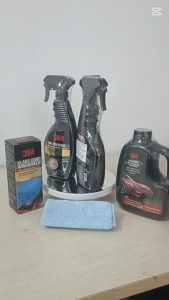 Bộ 5 món chăm sóc xe toàn diện gồm chống bám nước xà bông rửa xe đánh bóng sơn vệ sinh da nội thất lốp xe 3M 3M-CBTDM - tặng khăn lau ô tô chuyên dụng