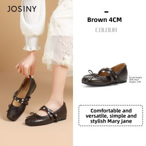 Josiny | Ballet-Style Bow Decorated Flat Single Shoes