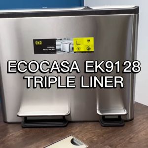 EKO Recycling Dustbin | Ecocasa | EK9128 | 15L+15L+15 | Trash Bin | Waste Bin | Stainless Steel | Recycling Bin | Soft Closing