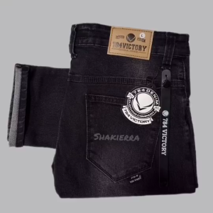 784 Victory Celana Jeans Panjang Pria Slim Fit Skinny Strecth Melar Cowok Black Sandwash