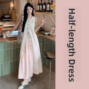 ZHENMANZI | Sleeveless Vest Dress Long Summer Vacation Wear