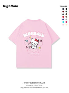 Áo Thun Cotton Tay Ngắn Nữ Màu Hồng Phong Cách Ngọt Ngào Dáng Rộng in Họa Tiết Hoạt Hình Mùa Hè Thường Ngày