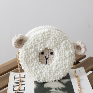 กระเป๋าแกะน้อยน่ารัก DIY กระเป๋าถักด้วยมือกระเป๋าขนถักด้วยมือกระเป๋าวัสดุทำเองของขวัญให้แฟนสาว