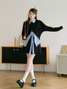 Bộ Áo Hoodie Phối Chéo Dáng Thon