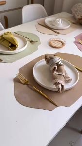 1/4/10PCS Cream Silk Gift Placemats Faux Leather Kitchen Dining Table Pad Luxury Shaped PU Place Mat Tableware Cafe Pad 식탁매트