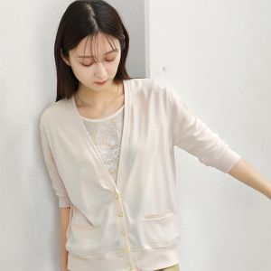 Áo Len Cardigan Nữ 2 Mảnh Thường Ngày Cổ Chữ V Dài Tay Mùa Thu Polyester Thường Ngày Có Khóa Kéo