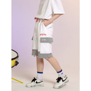 YEP High Waist Patchwork Sports Pants Womens Spring Autumn Loose Straight Leg Casual Shorts BF Loose Fit Workwear Five-Quarter Pants Trendy