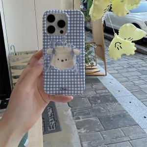 Korean Style Sweet Cute Birthday Cake Stand Compatible with  13 pro Max Full Cover Soft Shell 12 Blue Plaid 11 Phone Case Protective Cover Anti-Fall for Women